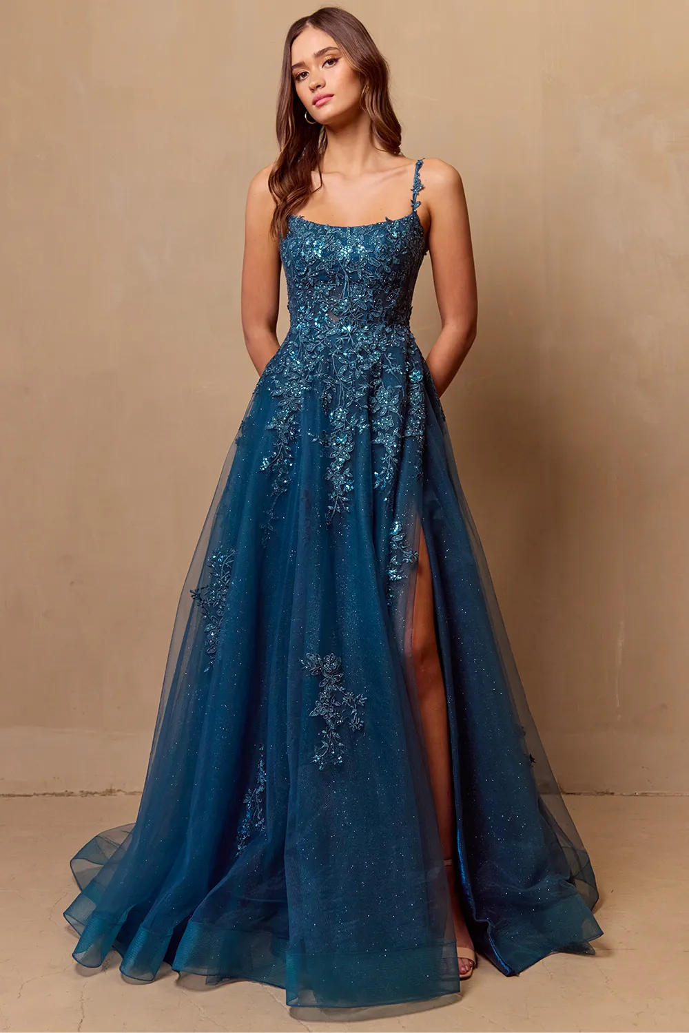 Sequin Embroidered Tulle Ball Gown
