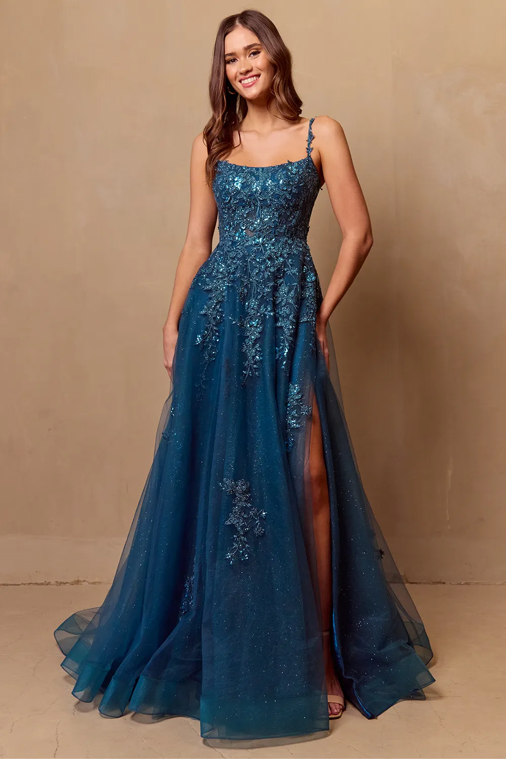 Sequin Embroidered Tulle Ball Gown