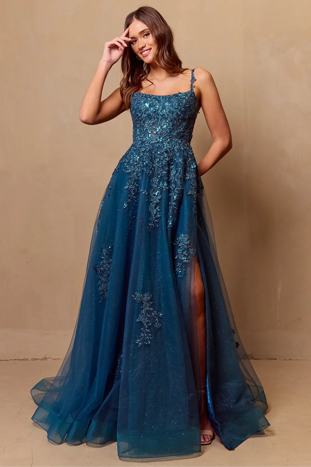 Sequin Embroidered Tulle Ball Gown