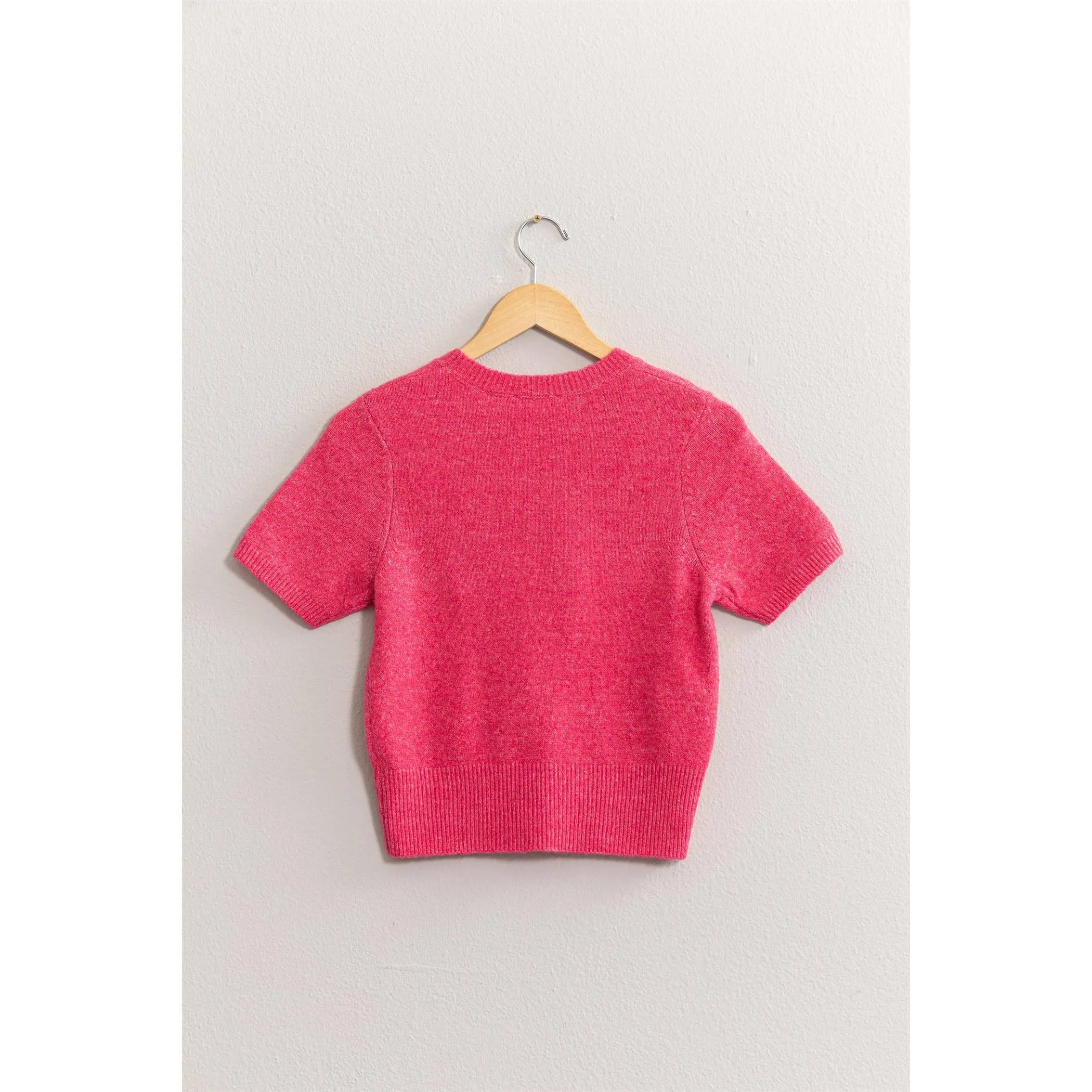 SHORT SLEEVE KNIT SWEATER