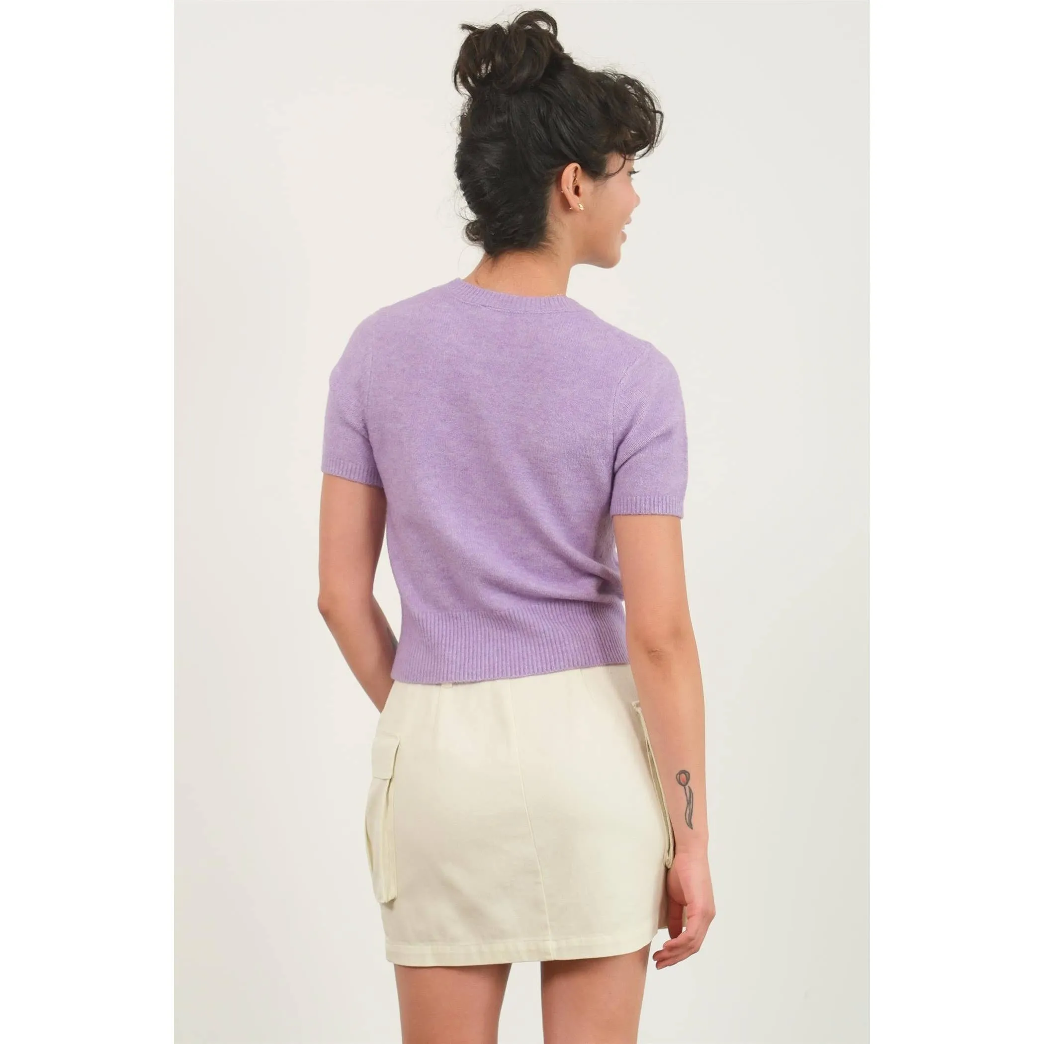 SHORT SLEEVE KNIT SWEATER