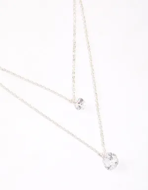 Silver Double Row Cubic Zirconia Necklace & Polishing Set