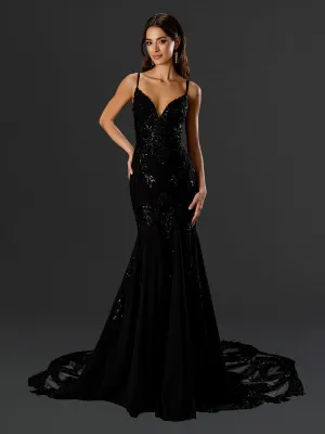 Size 14 Stella Couture 24527 Black Gown