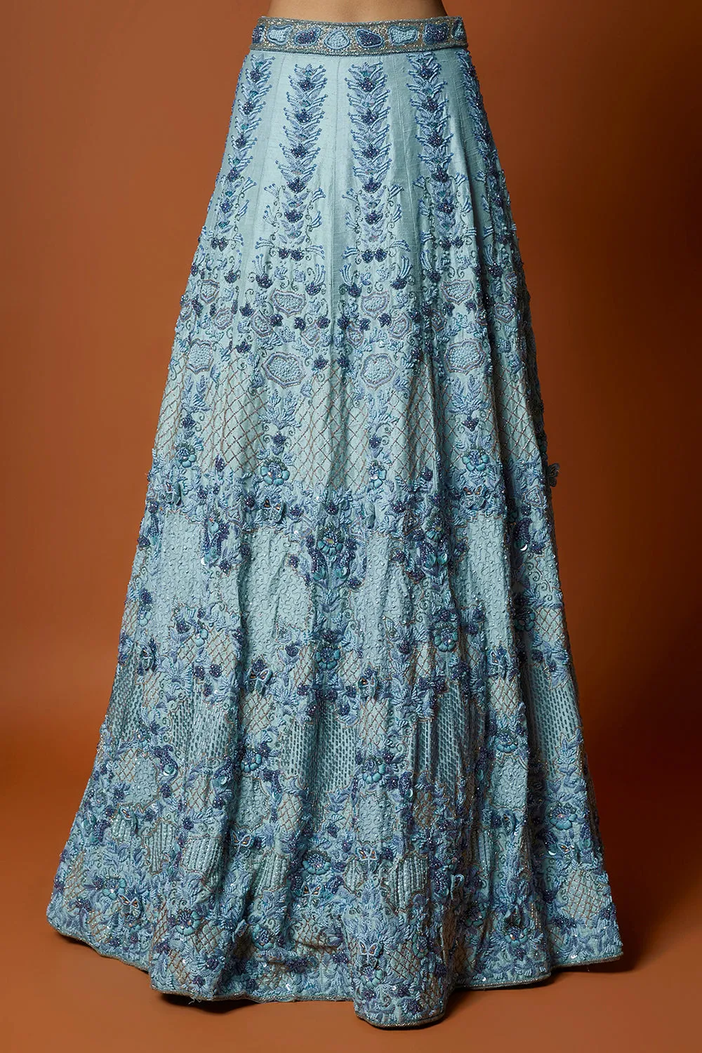 Sky Blue Embroidered Lehenga Set