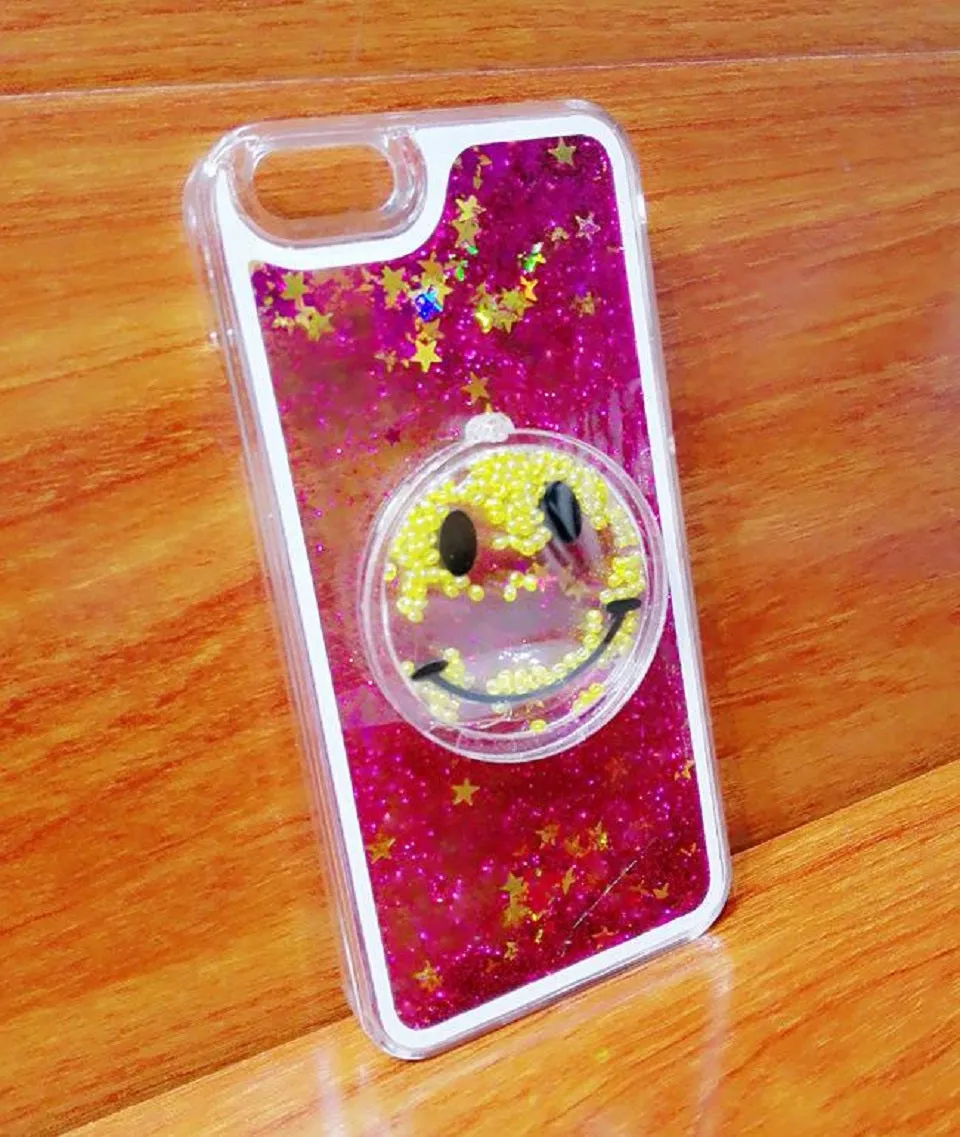 Smiley Face Glitter Phone Case for Iphone 6 or 6 Plus - Blue, Pink, White or Yellow