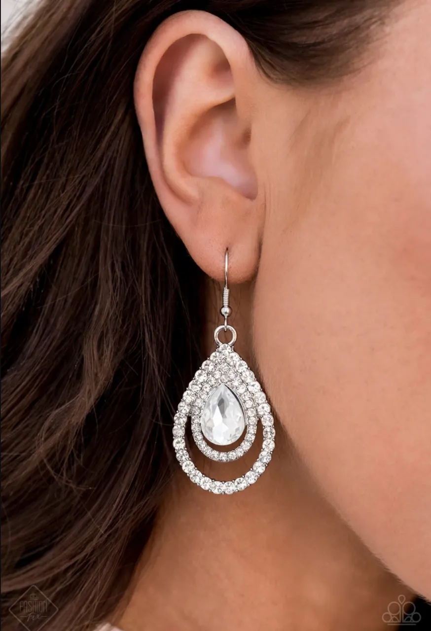 So the Story GLOWS White Paparazzi Earrings
