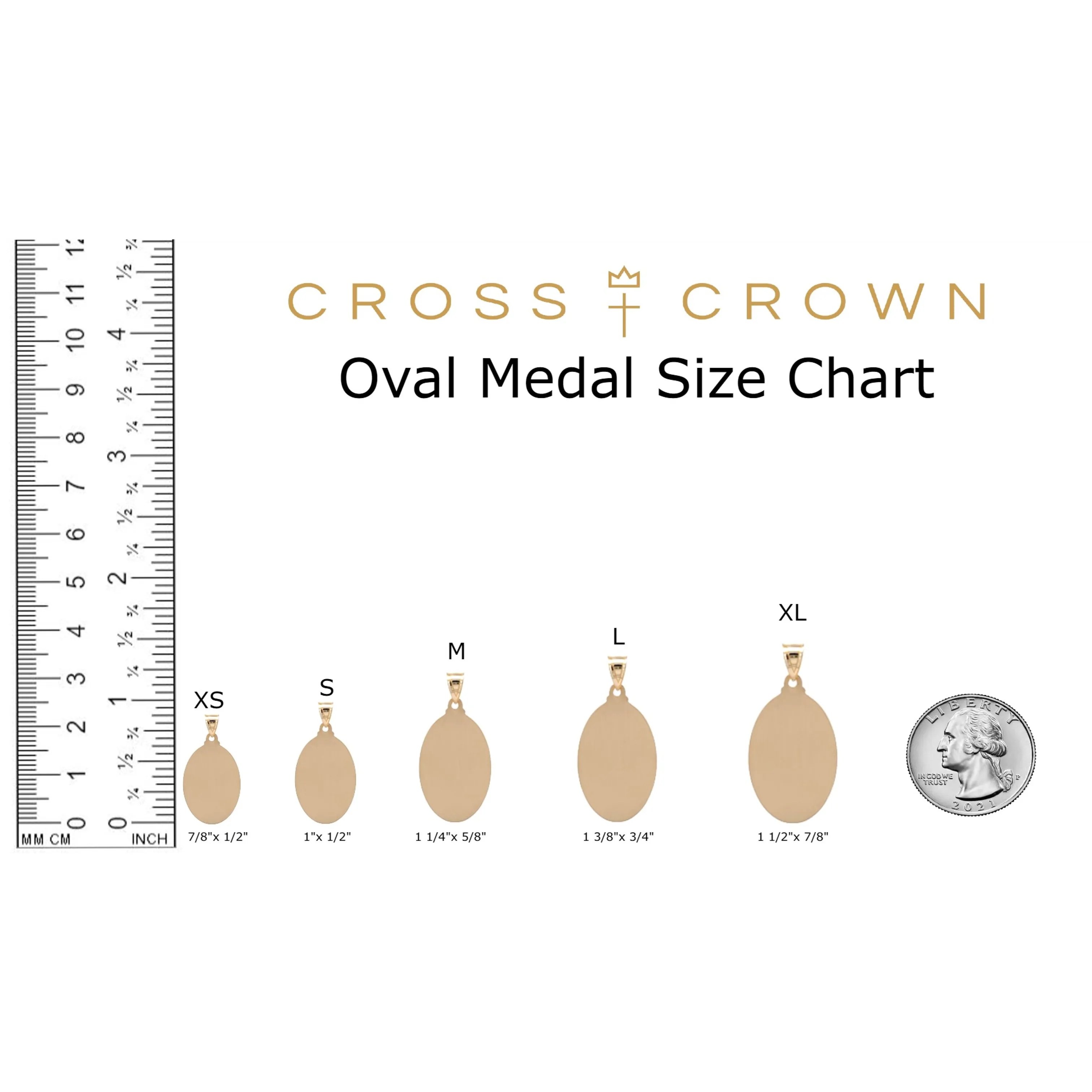 SOLID 14K GOLD CROSS BEADED FRAME MEDAL | OVAL