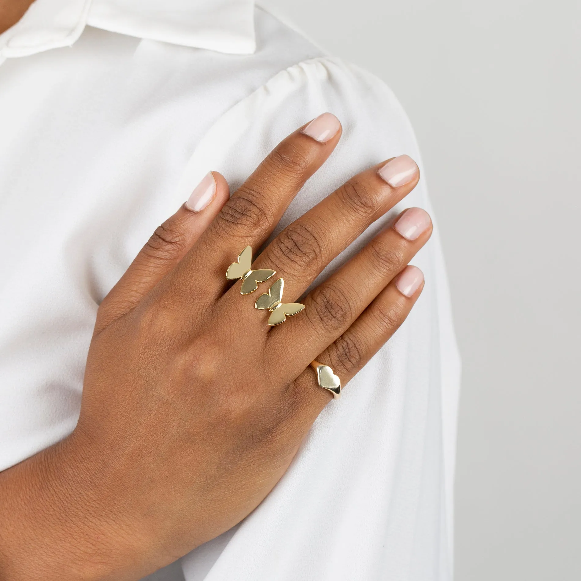 Solid Double Butterfly Ring