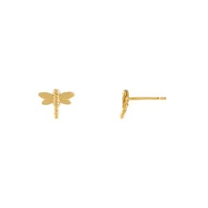 Solid Dragonfly Stud Earring 14K