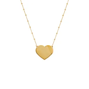 Solid Large Heart X Beaded Chain Necklace