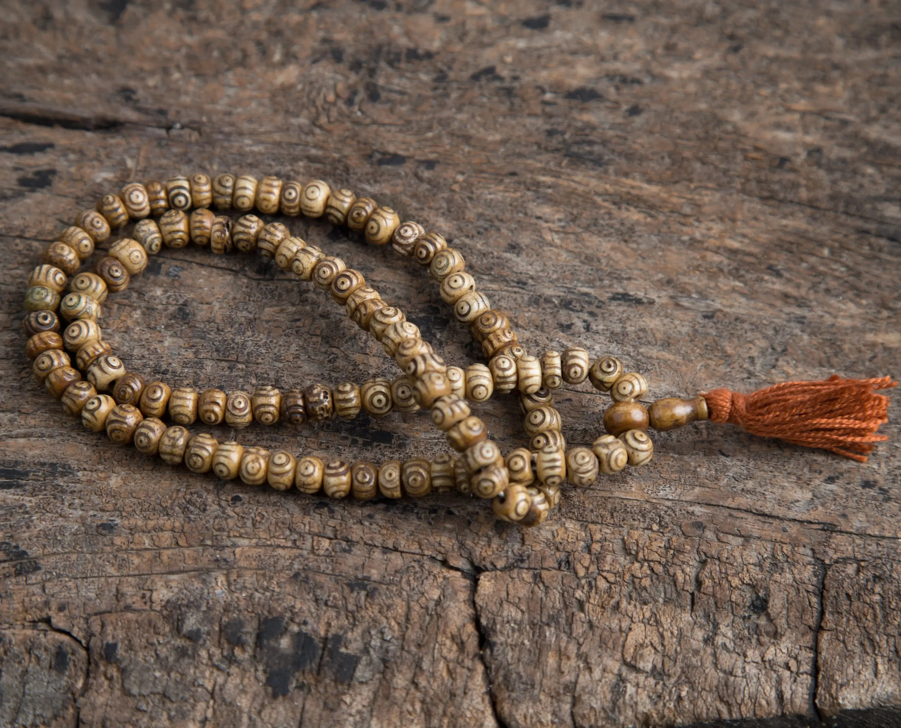Special Tibetan Bone Prayer Antique Mala Beads