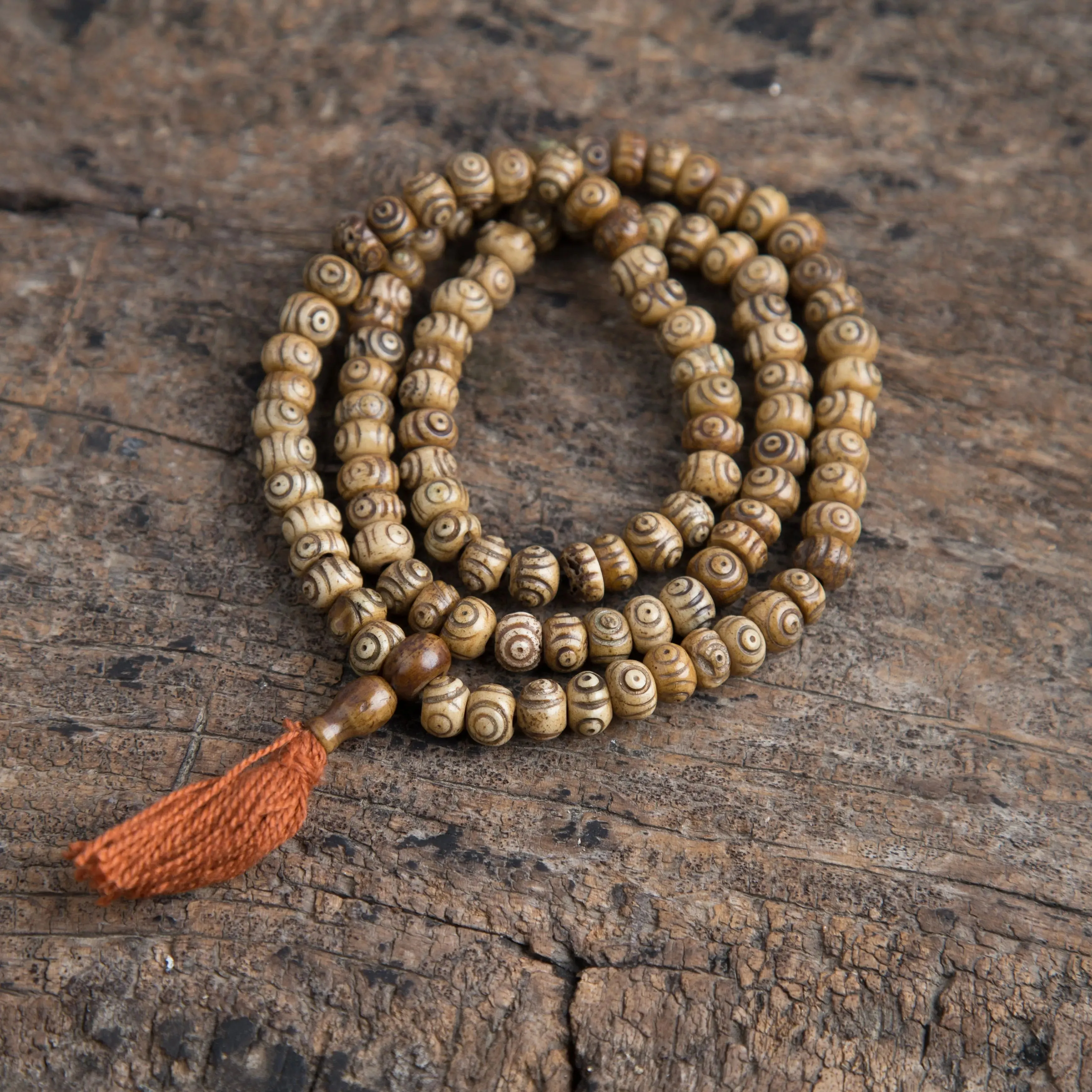 Special Tibetan Bone Prayer Antique Mala Beads