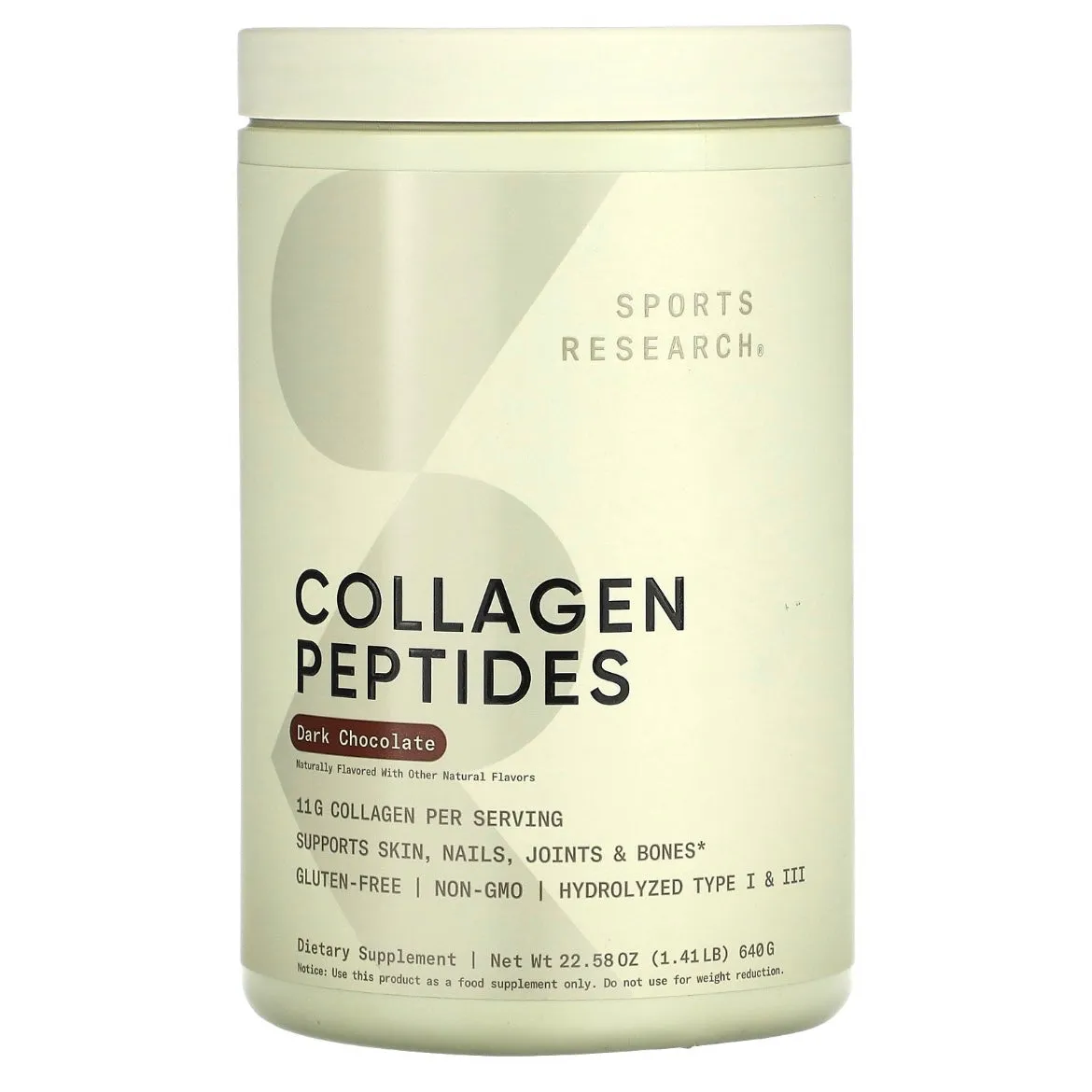 Sports Research Collagen Peptides Dark Chocolate 22.58 oz (640 g) EXP Apr 2027