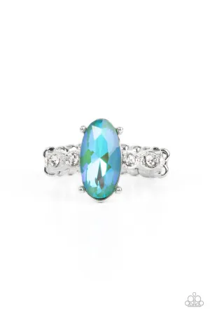 Stellar Sensation - Green - Oval Opalescent Rhinestone Paparazzi Dainty Ring