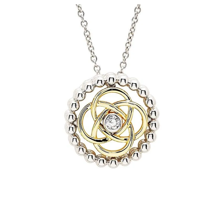 Sterling Silver CZ Celtic Knot Pendant with Chain SP002SH
