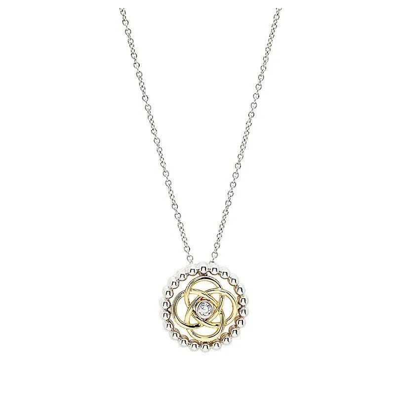 Sterling Silver CZ Celtic Knot Pendant with Chain SP002SH