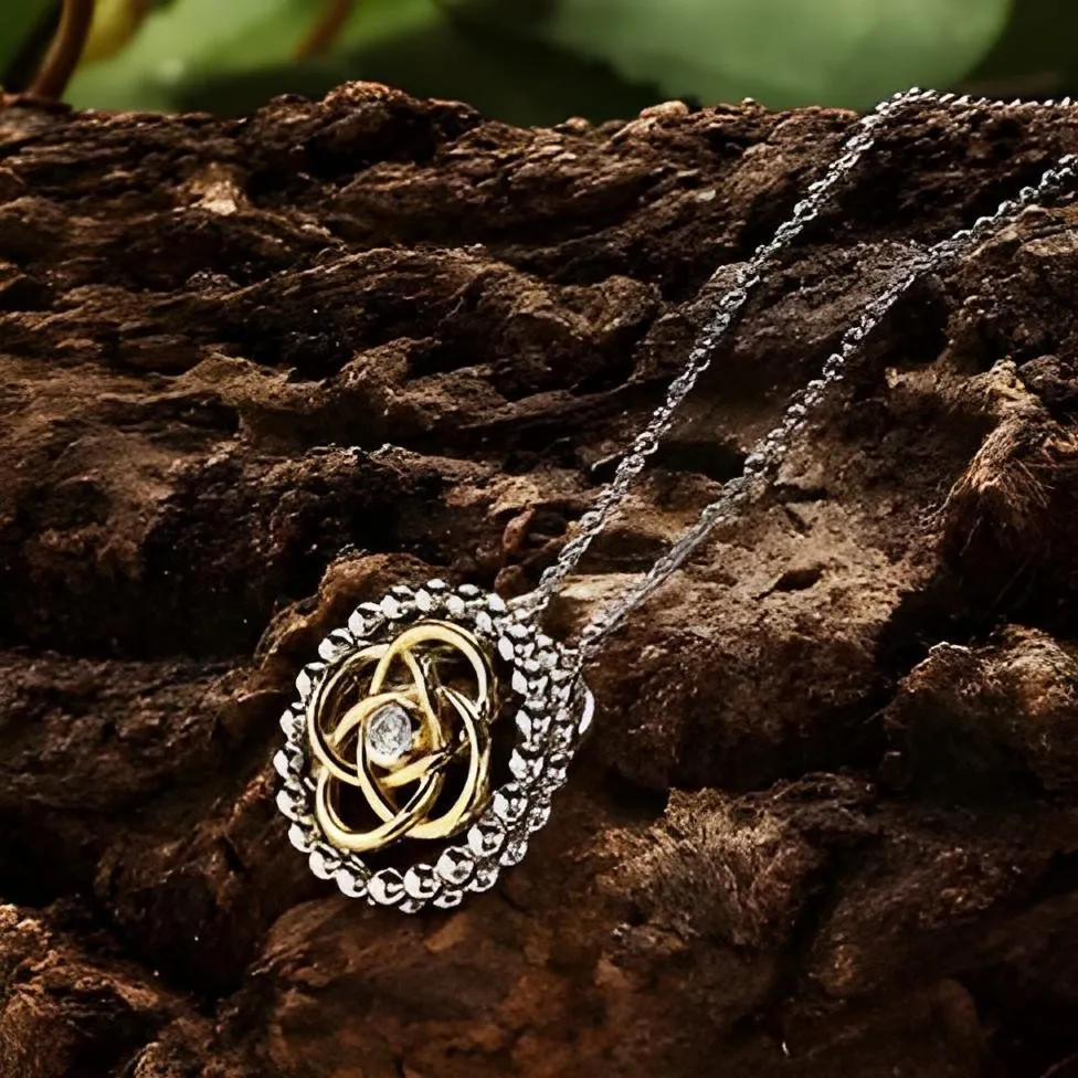 Sterling Silver CZ Celtic Knot Pendant with Chain SP002SH