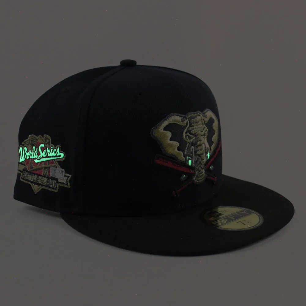 Stomper Oakland Athletics 1989 World Series New Era 59Fifty Fitted Hat (Navy Black Gray Under Brim)