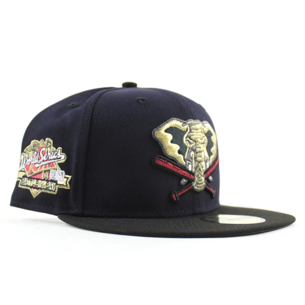 Stomper Oakland Athletics 1989 World Series New Era 59Fifty Fitted Hat (Navy Black Gray Under Brim)