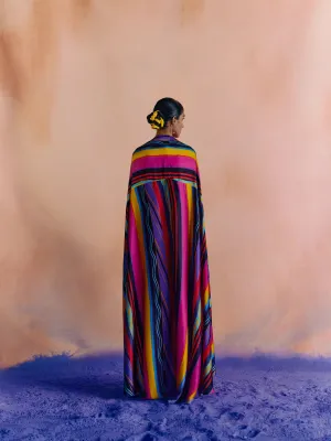 Studio Rigu   I   Womenswear, Western Dhari Cape Multi Colored Stripe Srdd020
