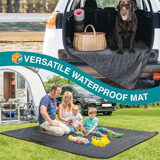 SUN CUBE Large Waterproof Camping Blanket, Fleece Quilted Stadium Blanket for Cold Weather, Windproof Foldable Outdoor Blanket Mat for Picnic, Beach, Pets, Car, 60x80in
