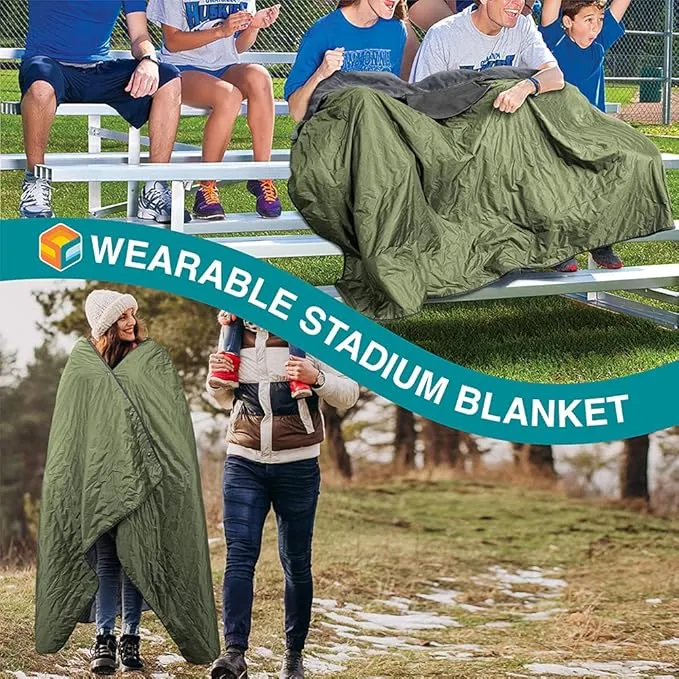 SUN CUBE Large Waterproof Camping Blanket, Fleece Quilted Stadium Blanket for Cold Weather, Windproof Foldable Outdoor Blanket Mat for Picnic, Beach, Pets, Car, 60x80in