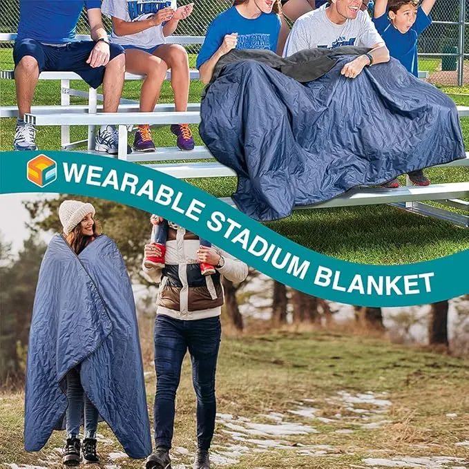 SUN CUBE Large Waterproof Camping Blanket, Fleece Quilted Stadium Blanket for Cold Weather, Windproof Foldable Outdoor Blanket Mat for Picnic, Beach, Pets, Car, 60x80in