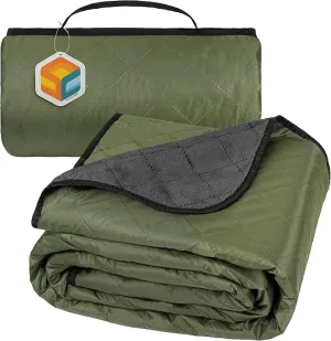 SUN CUBE Large Waterproof Camping Blanket, Fleece Quilted Stadium Blanket for Cold Weather, Windproof Foldable Outdoor Blanket Mat for Picnic, Beach, Pets, Car, 60x80in
