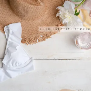 Sun Hat, Water & White Peonies, Digital Image