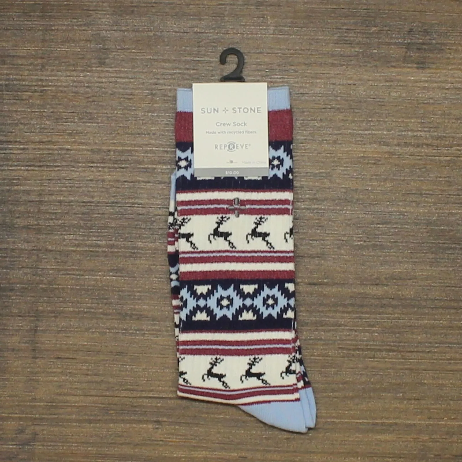 Sun   Stone Men's Holiday Reindeer Crew Socks