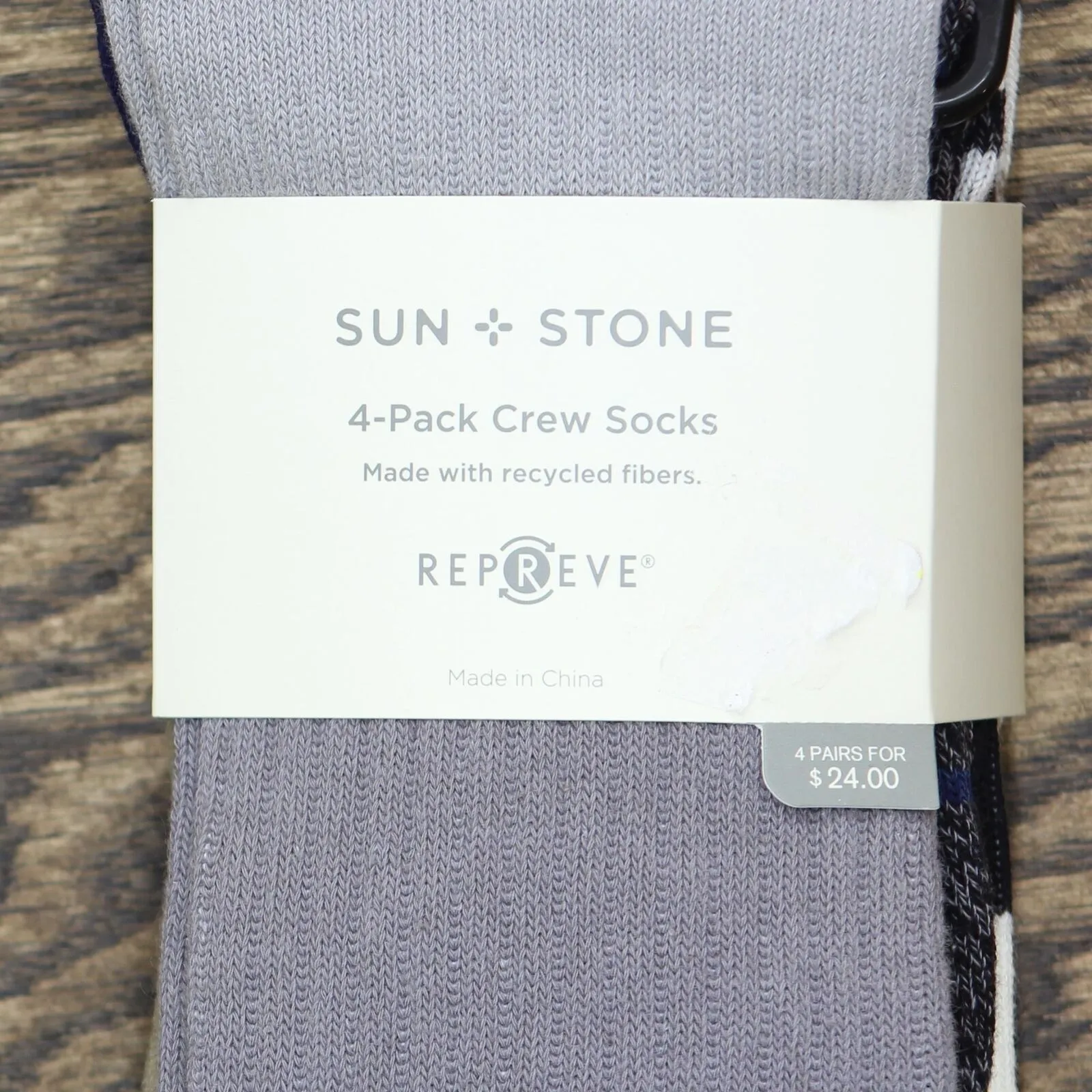 Sun   Stone Men's Printed Crew Socks 4 Pack Pairs
