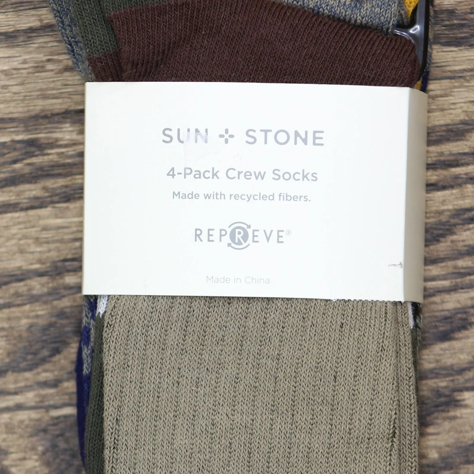 Sun   Stone Men's Printed Stripes Crew Socks 4 Pack Pairs