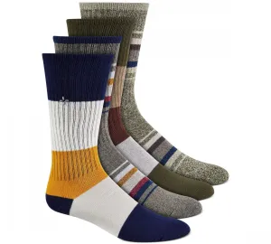 Sun   Stone Men's Printed Stripes Crew Socks 4 Pack Pairs