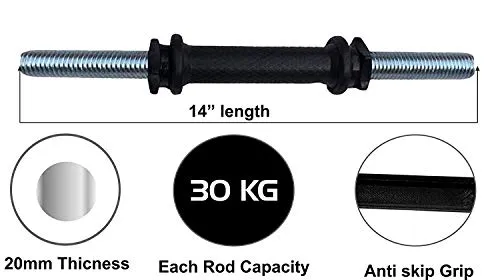 SUS Home Gym Set, Dumbbell Set, (4 to 20 Kg), 1 Pair of Adjustable Dumbbell Rods with PVC Dumbbell Plates, Home Gym Set, Exercise & Fitness Sets. (4 KG Dumbbell Set 1X4=4KG)