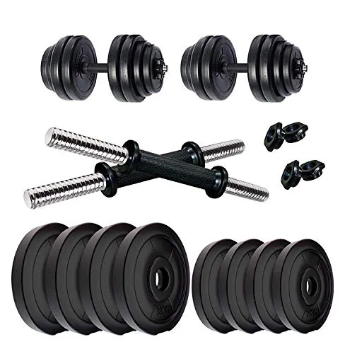 SUS Home Gym Set, Dumbbell Set, (4 to 20 Kg), 1 Pair of Adjustable Dumbbell Rods with PVC Dumbbell Plates, Home Gym Set, Exercise & Fitness Sets. (4 KG Dumbbell Set 1X4=4KG)