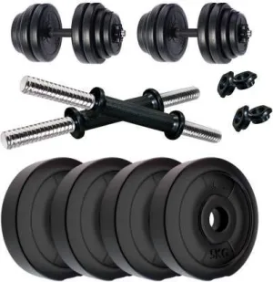 SUS Home Gym Set, Dumbbell Set, (4 to 20 Kg), 1 Pair of Adjustable Dumbbell Rods with PVC Dumbbell Plates, Home Gym Set, Exercise & Fitness Sets. (4 KG Dumbbell Set 1X4=4KG)