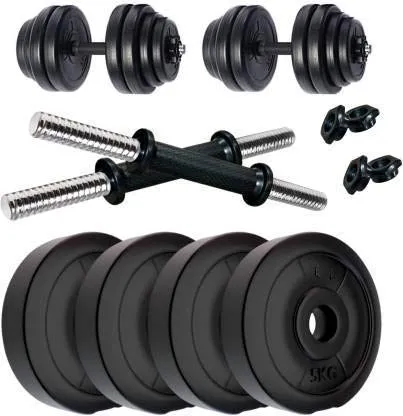 SUS Home Gym Set, Dumbbell Set, (4 to 20 Kg), 1 Pair of Adjustable Dumbbell Rods with PVC Dumbbell Plates, Home Gym Set, Exercise & Fitness Sets. (4 KG Dumbbell Set 1X4=4KG)