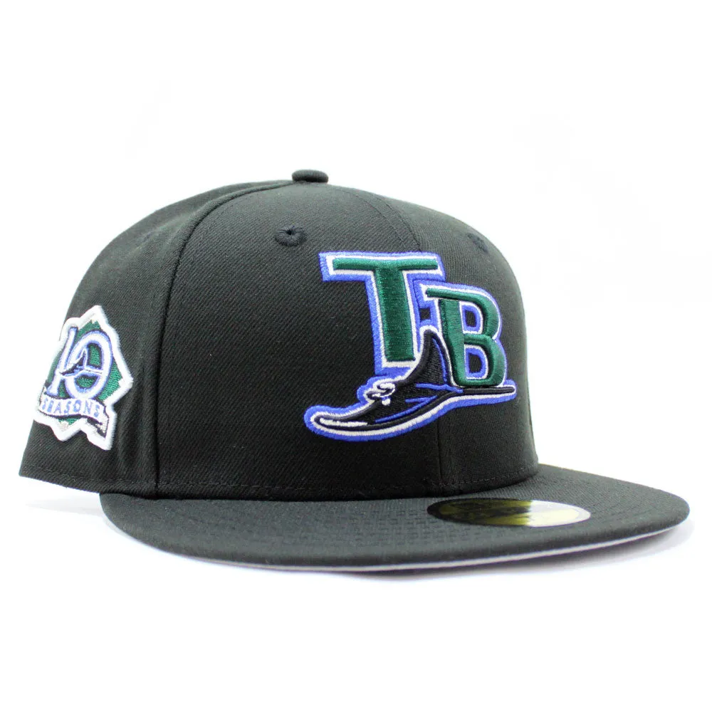 Tampa Bay Devil Rays 10th Season New Era 59Fifty Fitted Hat (Black Grey Under Brim)