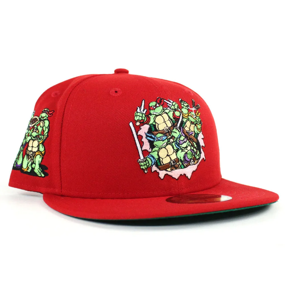 The Teenage Mutant Ninja Turtles New Era 59Fifty Fitted Hat (RED Green Under Brim)