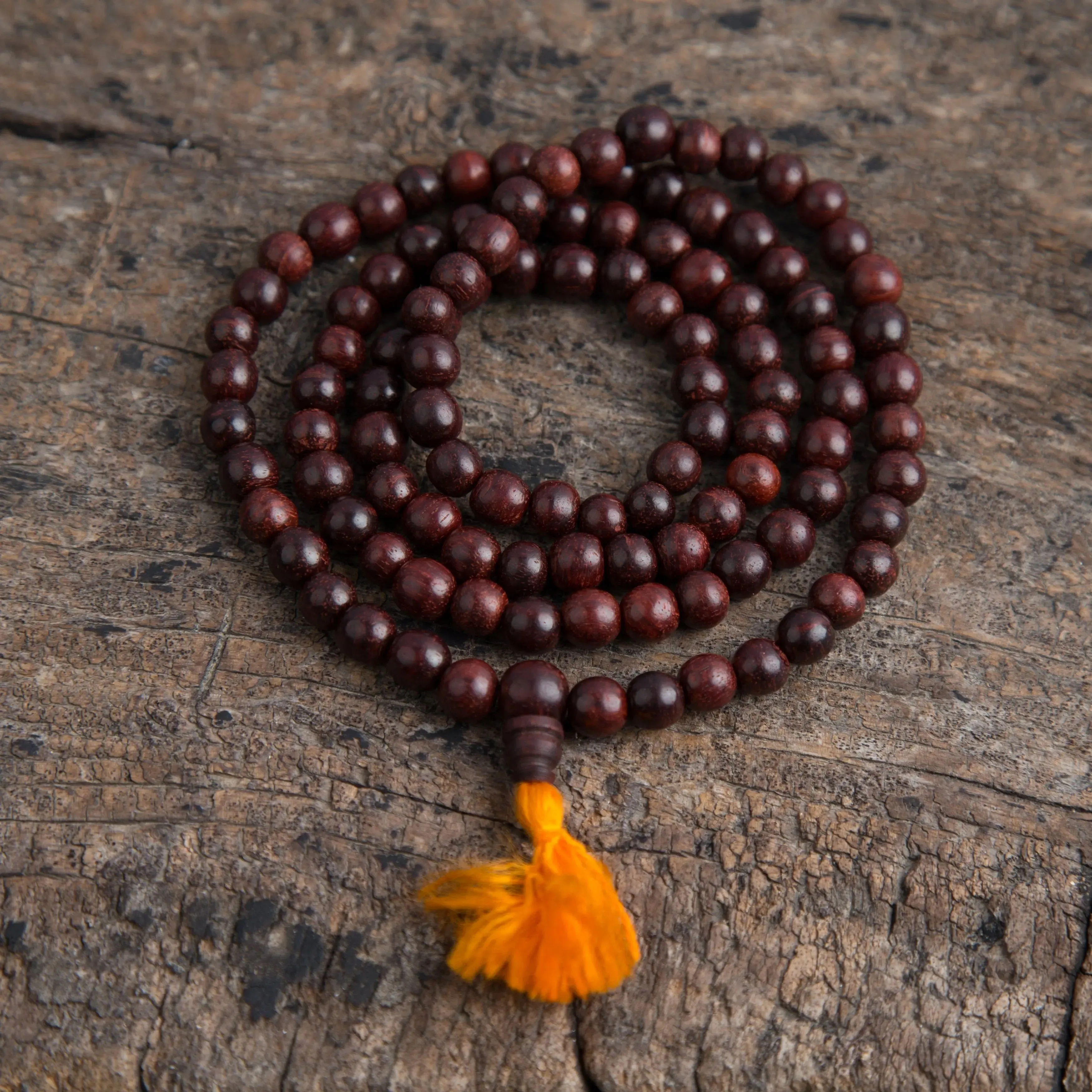Tibetan Buddhist Rose Wood Prayer Mala Beads