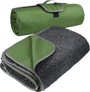 Tirrinia Outdoors Waterproof Throw Blanket, 66”x 90” Sherpa Fleece Stadium Windproof Mat for Boat, Traveling, Camping, Hiking, Football - Machine Washable
