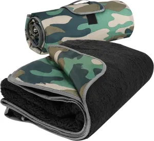 Tirrinia Outdoors Waterproof Throw Blanket, Sherpa Fleece Stadium Windproof Mat for Camping, Picnic, Traveling, Boat, Football - Machine Washable