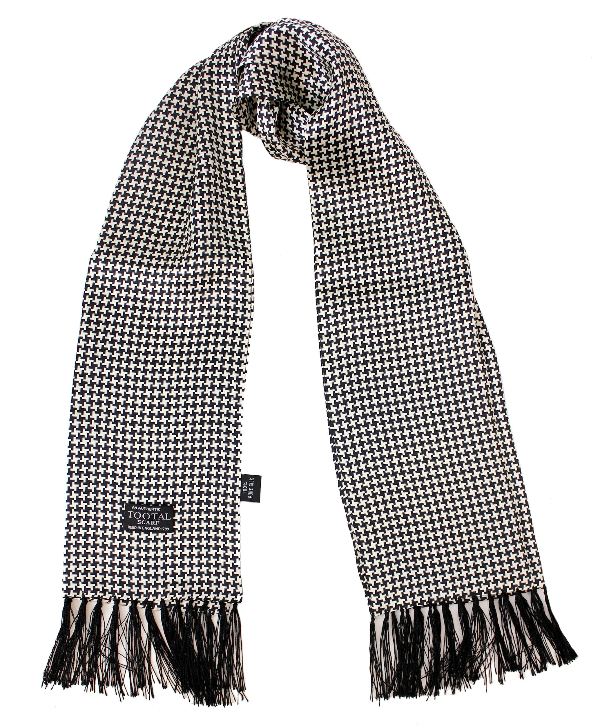 Tootal Mens Houndstooth Retro 100% Silk Scarf