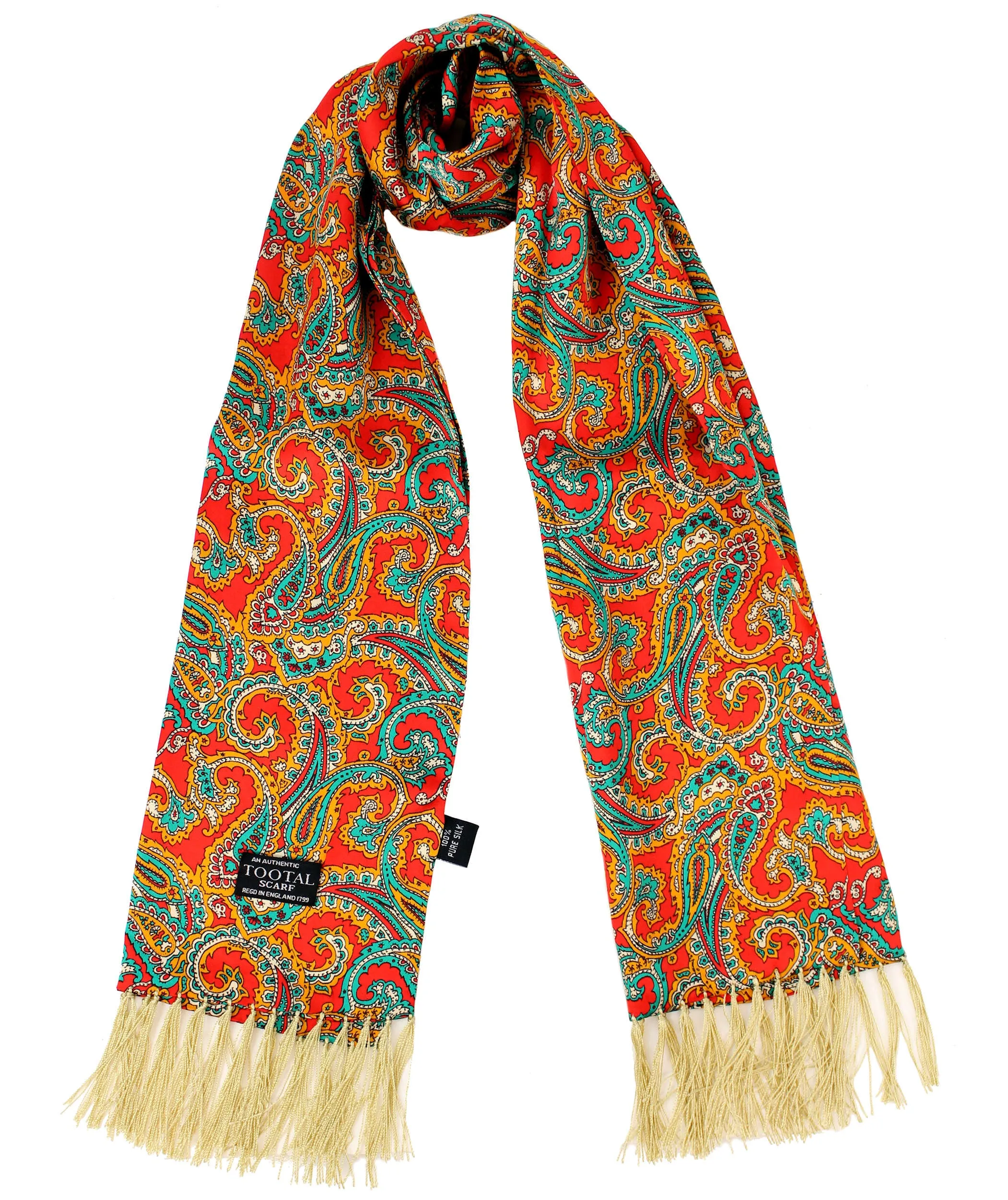 Tootal Mens Retro Paisley Print 100% Silk Scarves