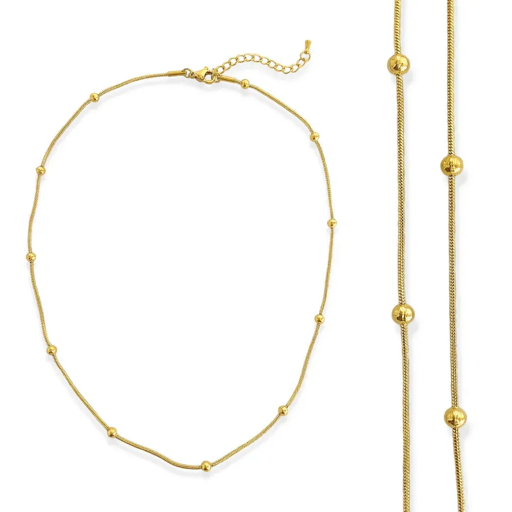 Totara 18K Gold Beaded Chain Necklace