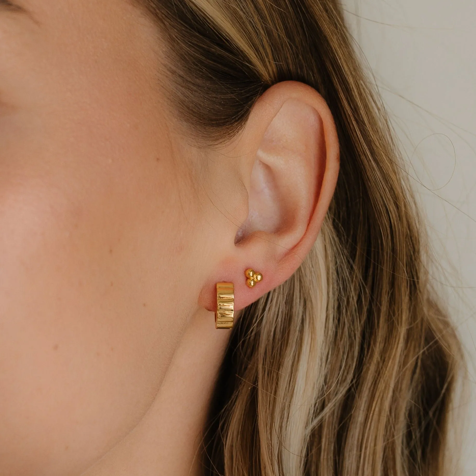 Triple Beaded Stud Earring