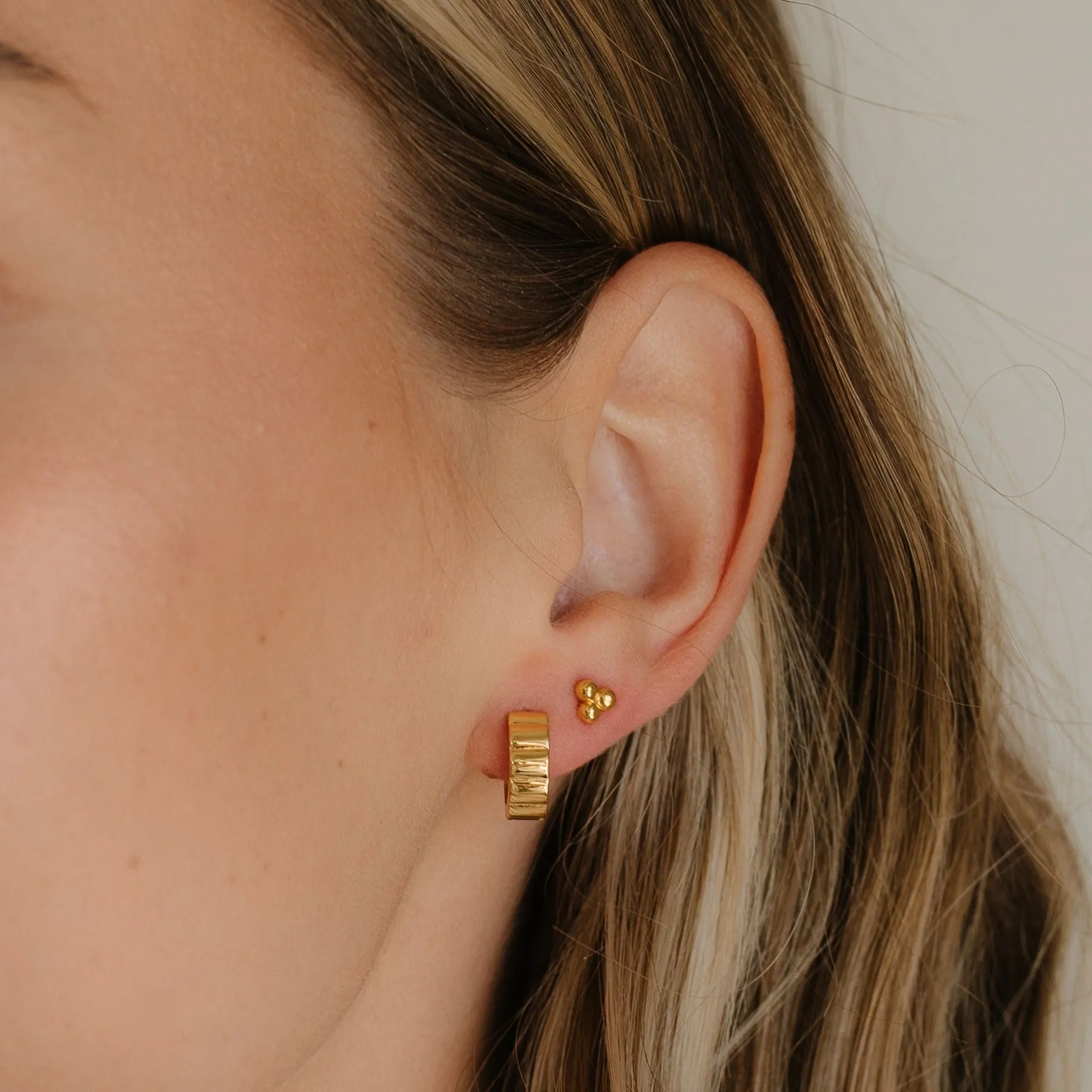 Triple Beaded Stud Earring