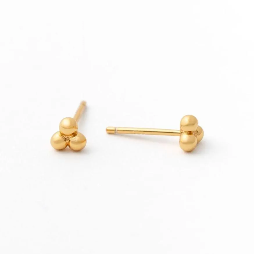 Triple Beaded Stud Earring