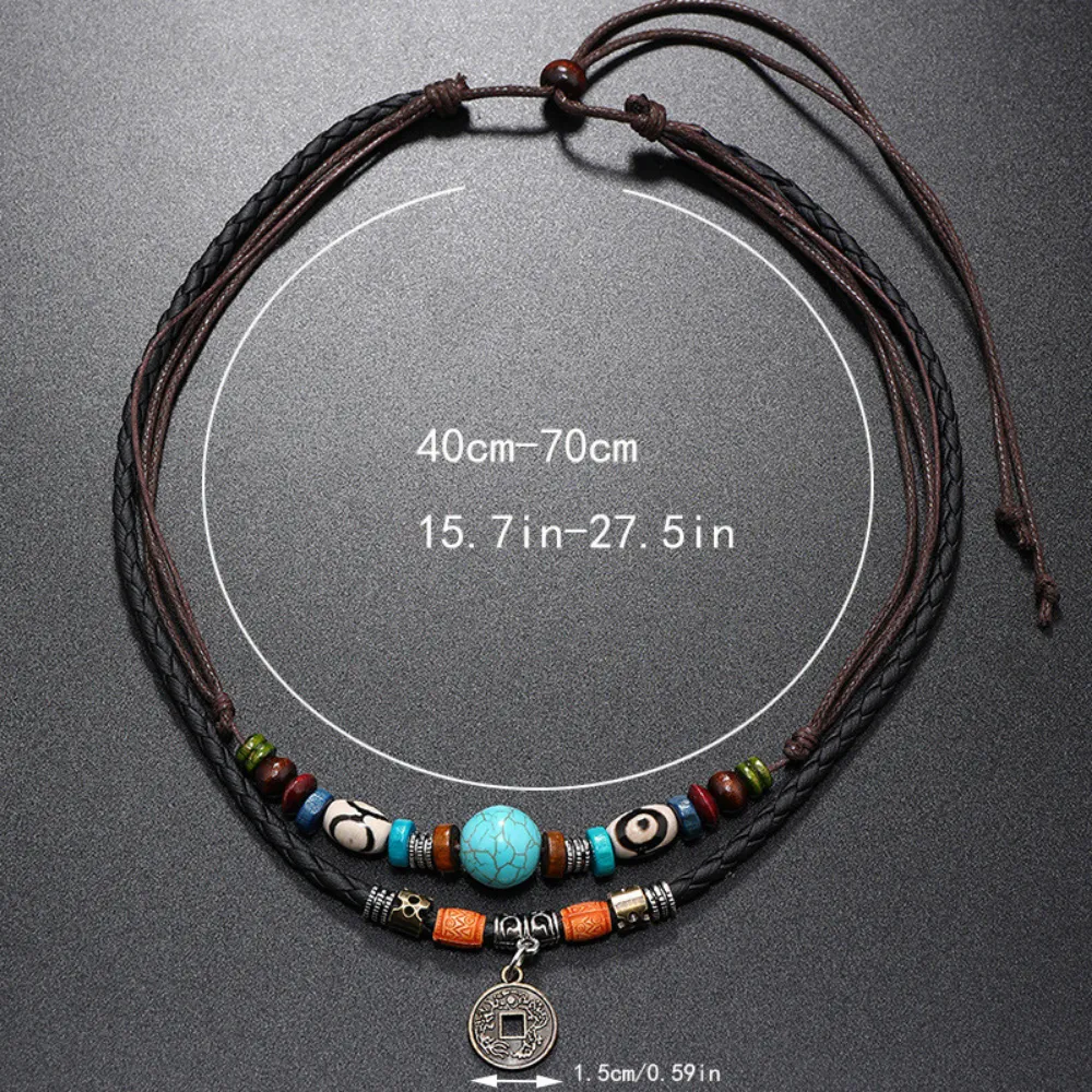 Turquoise Beaded Copper Coin Necklace