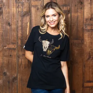 Twin Beaded Skull Regular Crew Tee - Mamba